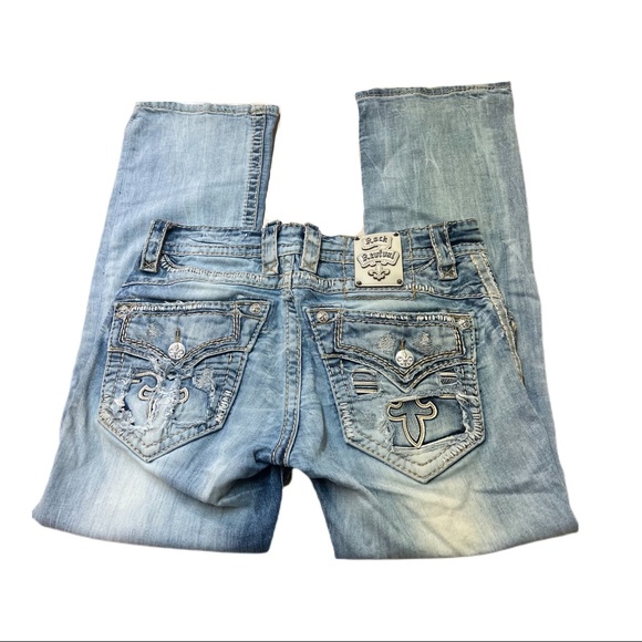 Rock Revival Chester Relaxed Straight Leg Jeans Distressed Size 32 waist - Picture 3 of 16